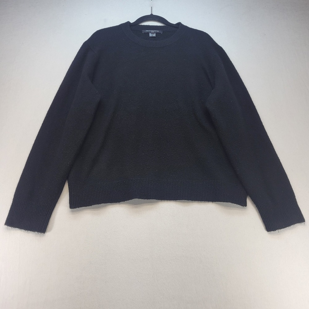 French Connection Sweater Womens Small Black Crewneck Wool Blend Pullover Knit